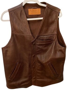 Coronado Leather American Bison dark brown leather vest 40 M